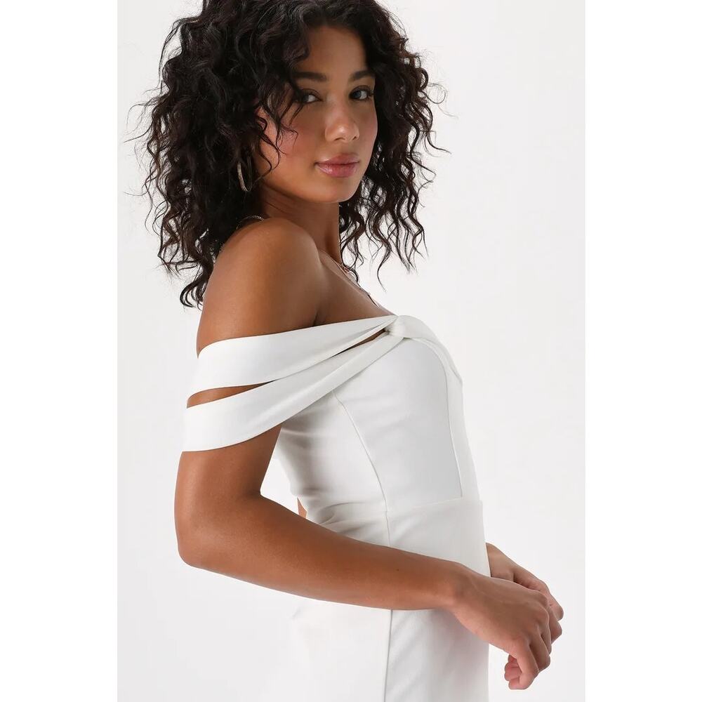 NWOT Lulus Twist and Make Up White One-Shoulder Bodycon Midi Dress M - Picture 2 of 10